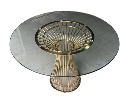  Round Table  Gold Clear Glass 120x120x76 cm