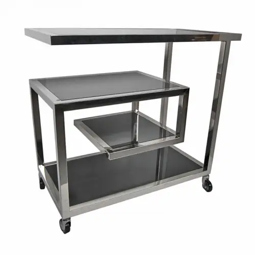 By Kohler  Bar Trolley Wesson 83x42x78cm silver Black Glass (110810)