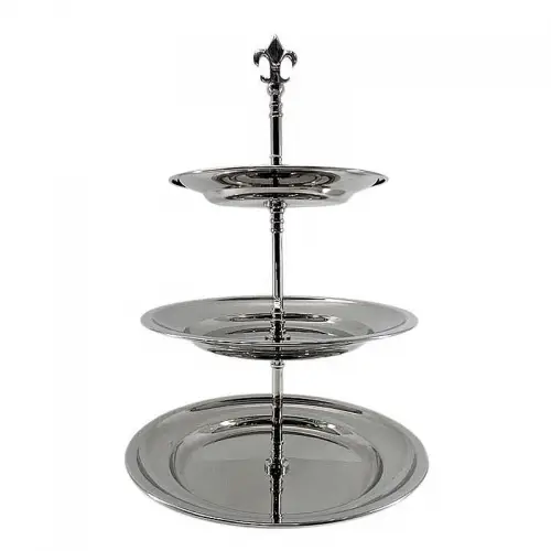 By Kohler  3-Tier Round Plate 30x30x48cm W/Lily silver (110122)